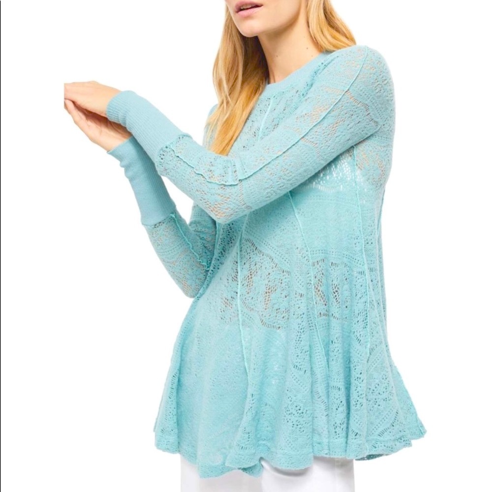 Free People Coffee in the morning Knit Lace Tunic Size S